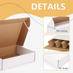 6 Pack 12x9x3 Shipping Boxes, White Corrugated Cardboard Boxes for Packaging Small Business, Moving, Shipping