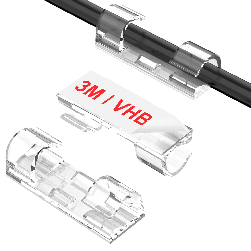 TidyHelper Adhesive Cable Clips Clear (60PCS, M), Indoor/Outdoor