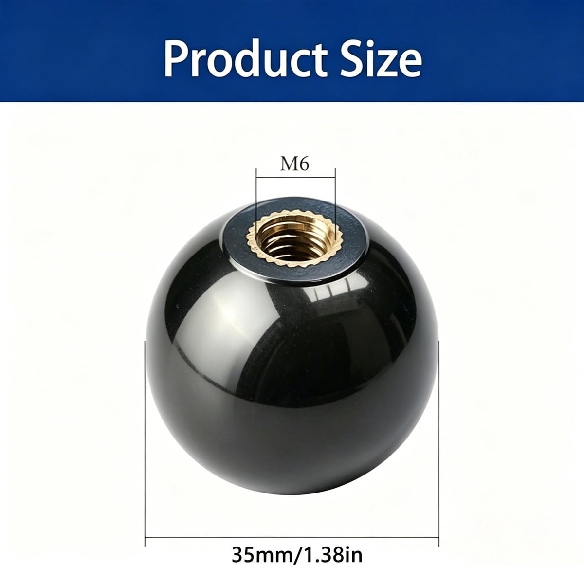 2Pcs Black Arcade Joystick Ball Top 35mm M6 Thread Replacement Joystick Knob for DIY Fight Stick, Home Arcade