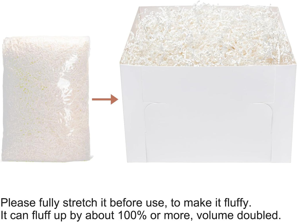 1/2 LB Crinkle Paper Filler 8 oz White Shredded Paper for Gift Box