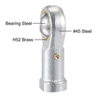 uxcell PHS12 Spherical Rod End Bearing 12mm Bore Self-Lubricated Joint Bearing M12x1.75 Right Hand Female Thread Connector