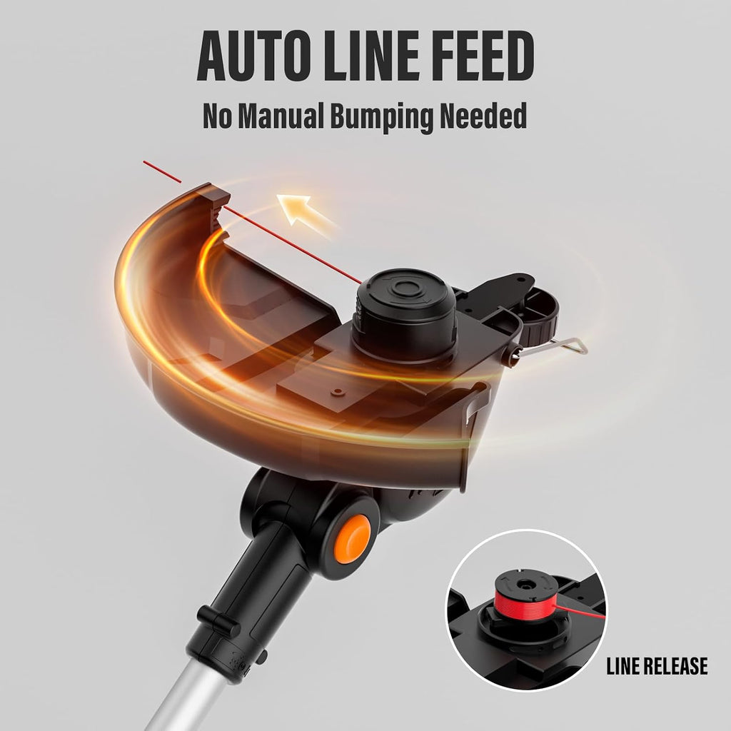20V 12-Inch Cordless String Trimmer, Weed Wacker & Edger | Auto feed weed wacker with 8 spools for lawn edges, garden