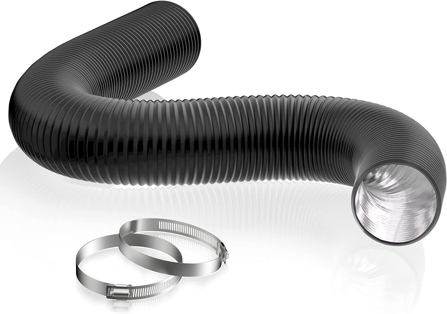 6 Inch Dryer Vent Hose, 16 Feet Long Flexible PVC Hose, Three Layer Noise Reducer Hose Aluminum Ducting for Heating
