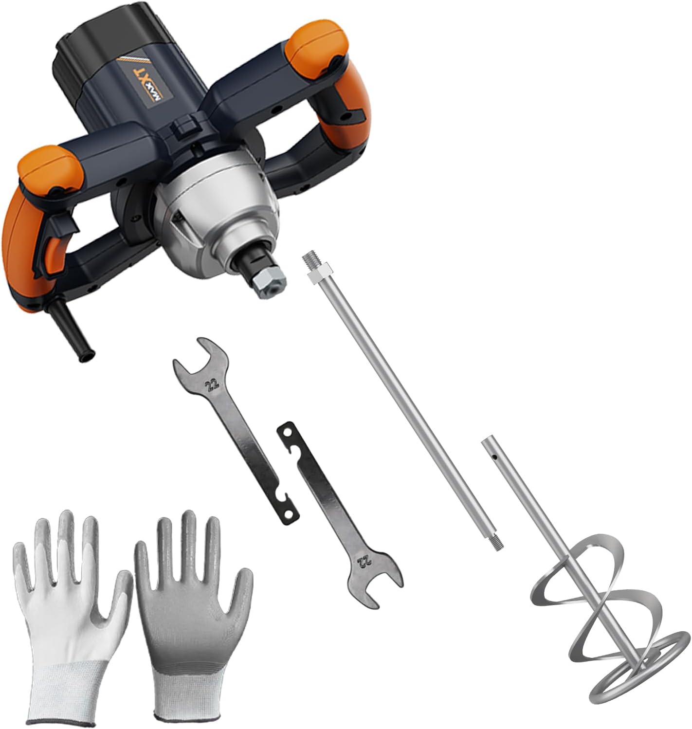 1200W Handheld Mortar Mixer with 120mm Stirring Paddle | Power mixer with 120mm paddle for mortar, concrete, plaster