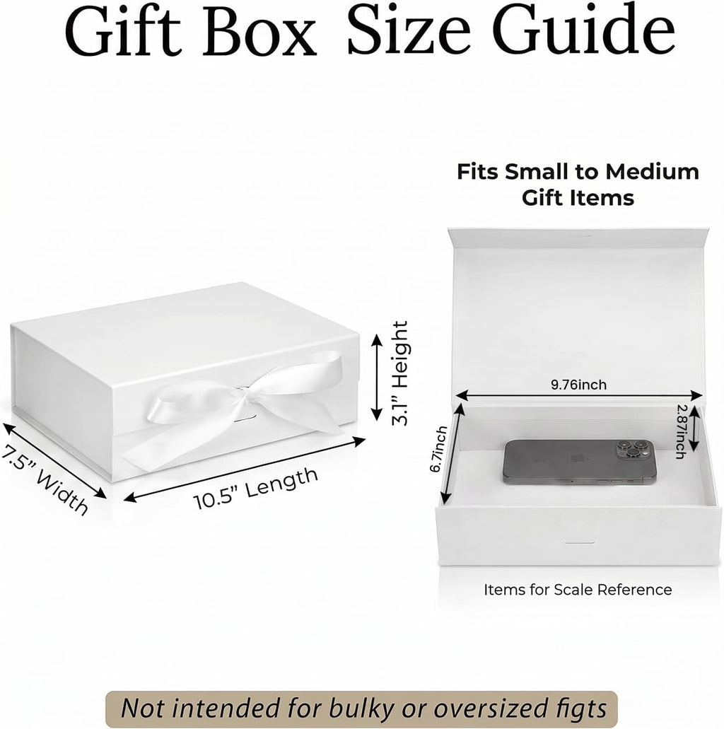 White Magnetic Gift Box, 10.5 X 7.5 X 3.1 inches