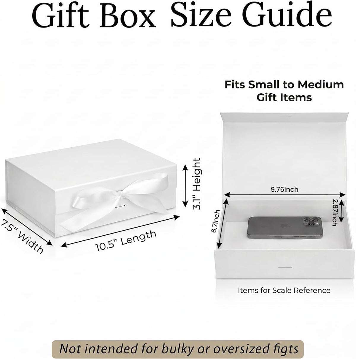 White Magnetic Gift Box, 10.5 X 7.5 X 3.1 inches