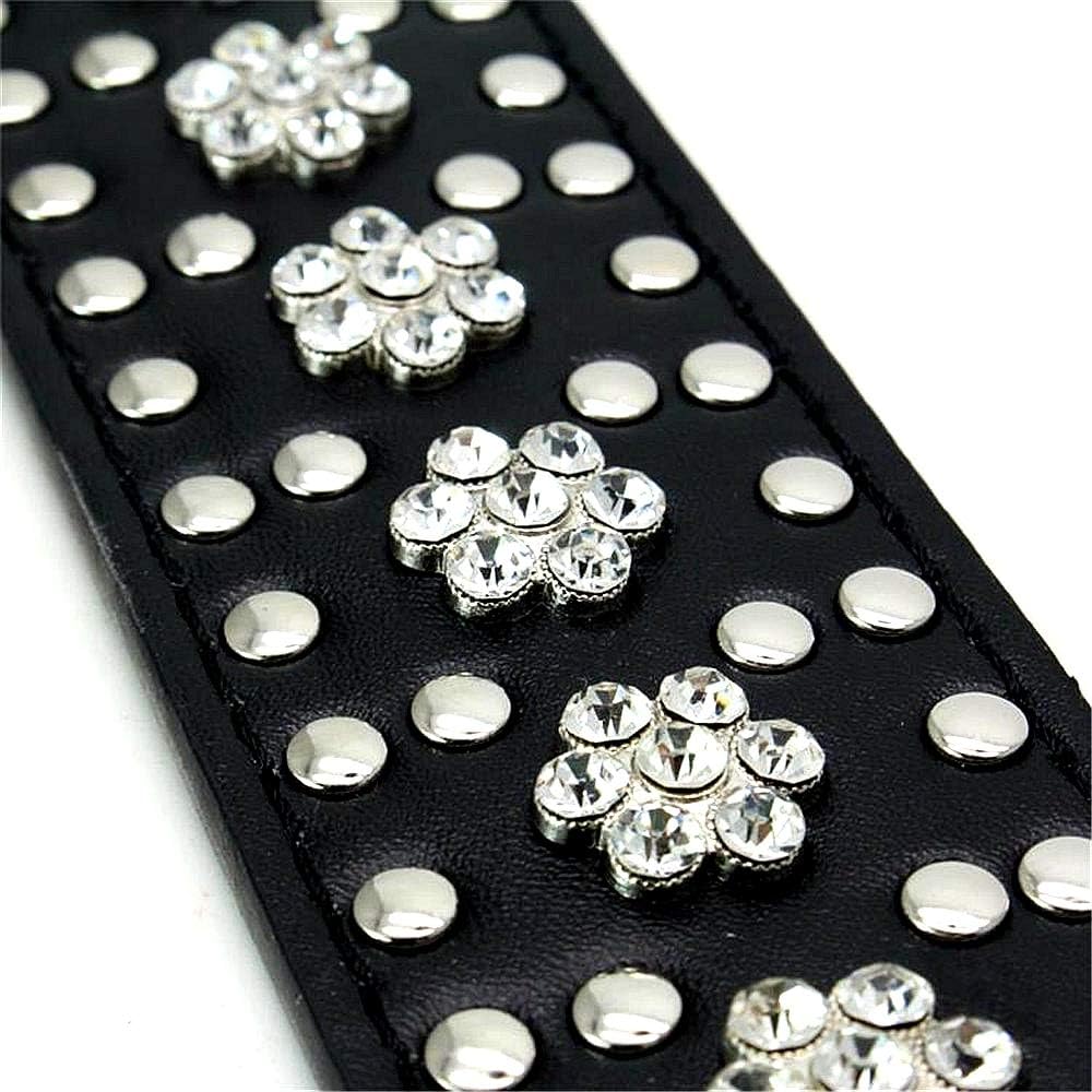 Rhinestones Dog Collars Flower Pattern Rhinestone Studded Leather Sparkly Crystal Diamonds Dazzling Sparkling Elegant