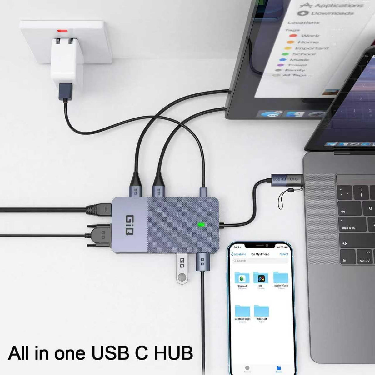USB Docking Station GIQ USB C HUB USB 3.0 to Dual HDMI VGA Adapter Triple Display USB C Laptop Docking Station Dual