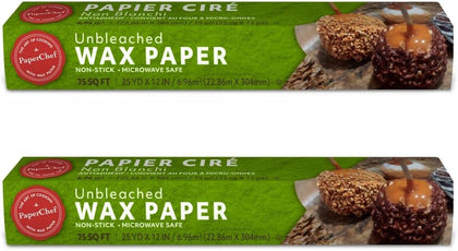 Unbleached Wax Paper Nonstick Multipurpose 2 Pack 75 sq ft