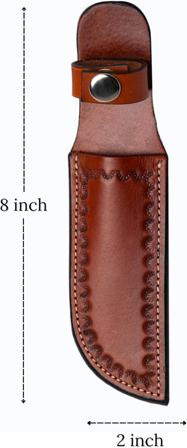 Genuine Leather Knife Sheath – Handmade Leather Knive Holder with Belt Loop, Fits 4-10" Blade – Fixed Blade Knife
