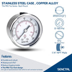 SENCTRL 0-160 Psi Pressure Gauge, 1/4" NPT Back Mount