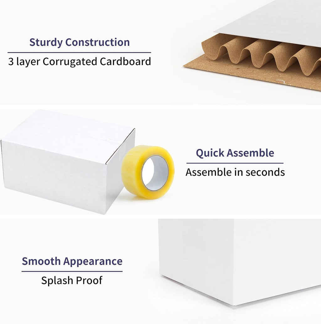 Small Shipping Boxes 8x6x4 Set of 6 | White Corrugated Cardboard, Box for Packaging Small Business Mailing Moving
