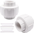 2Pcs 3/4" PVC Union, Female Threaded Coupling Pipe Fittings, Schedule 40, FNPT Coupling for Irrigation, Plumbing, White