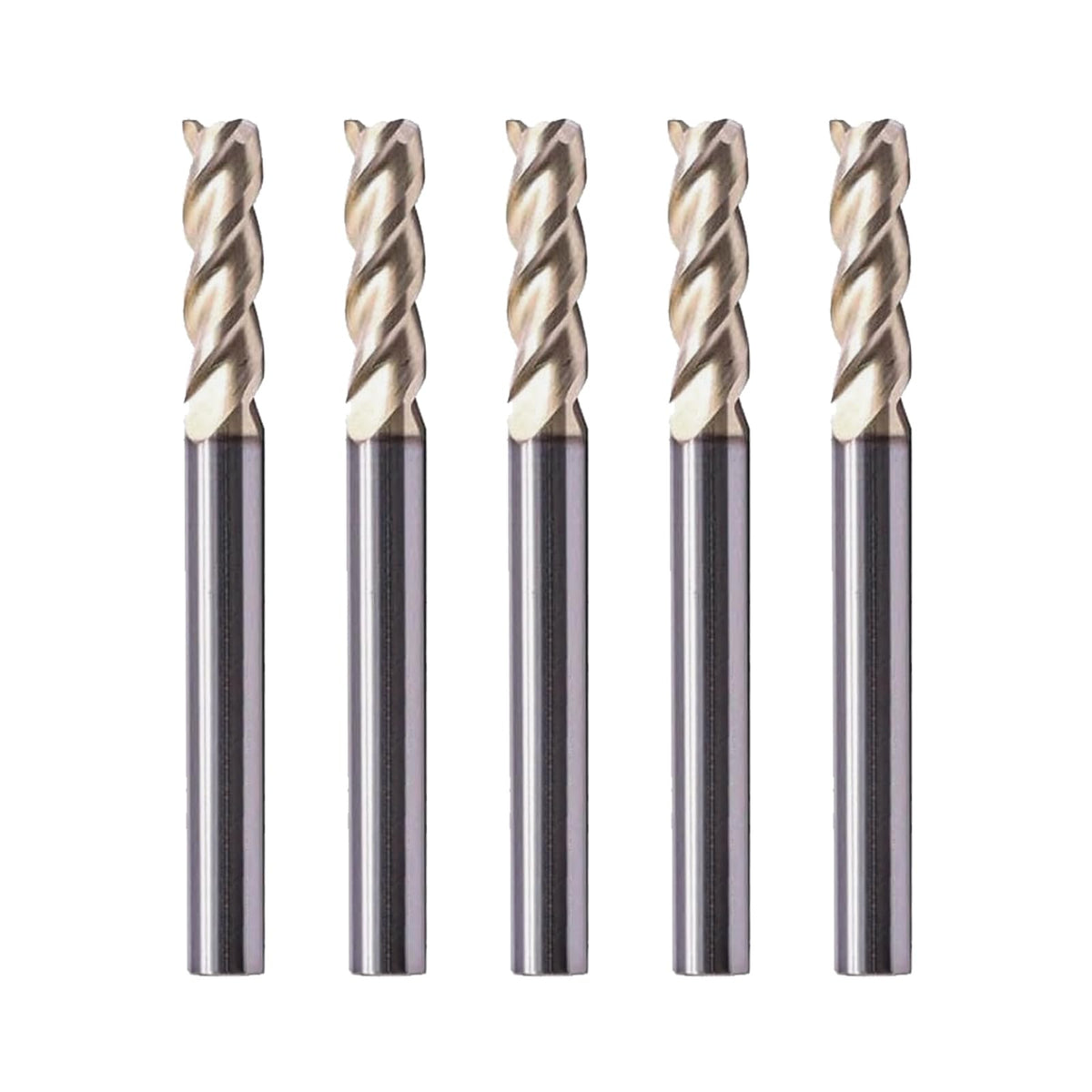 NZ 3 Flute 1/8" Solid Carbide Square End Mill ZrN Coated, 5Pcs