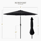 9ft Commercial Grade Patio Umbrella, 5-Year Fade Resistant 260 GSM Polyester Canopy, Rustproof Aluminum Frame, Smooth