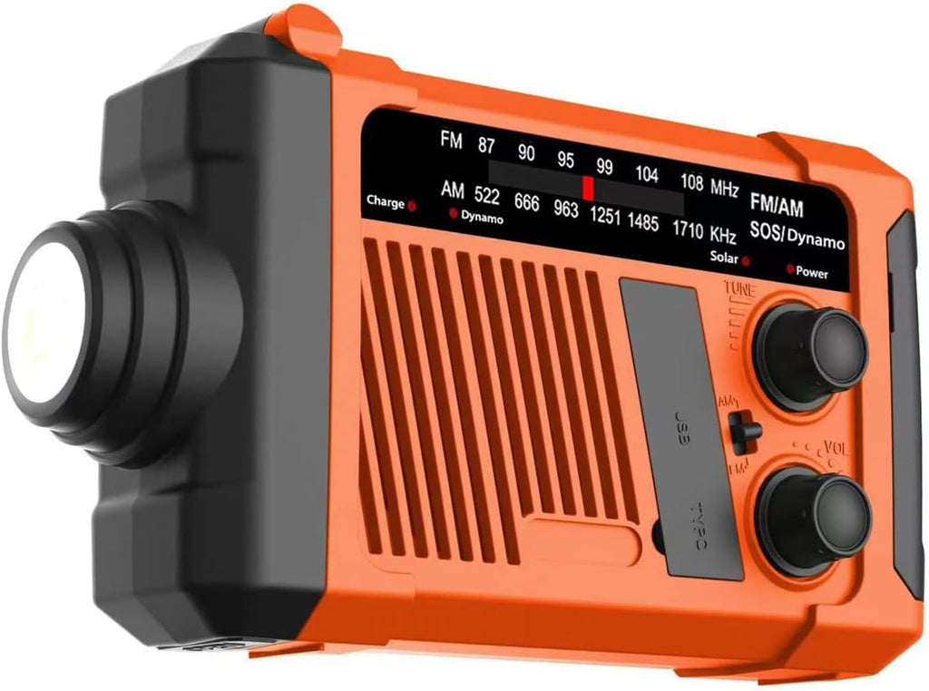 Emergency NOAA Weather Alert Radio, Hand Crank Solar USB Charged AM FM Radio, Portable Emergency Radio with LED