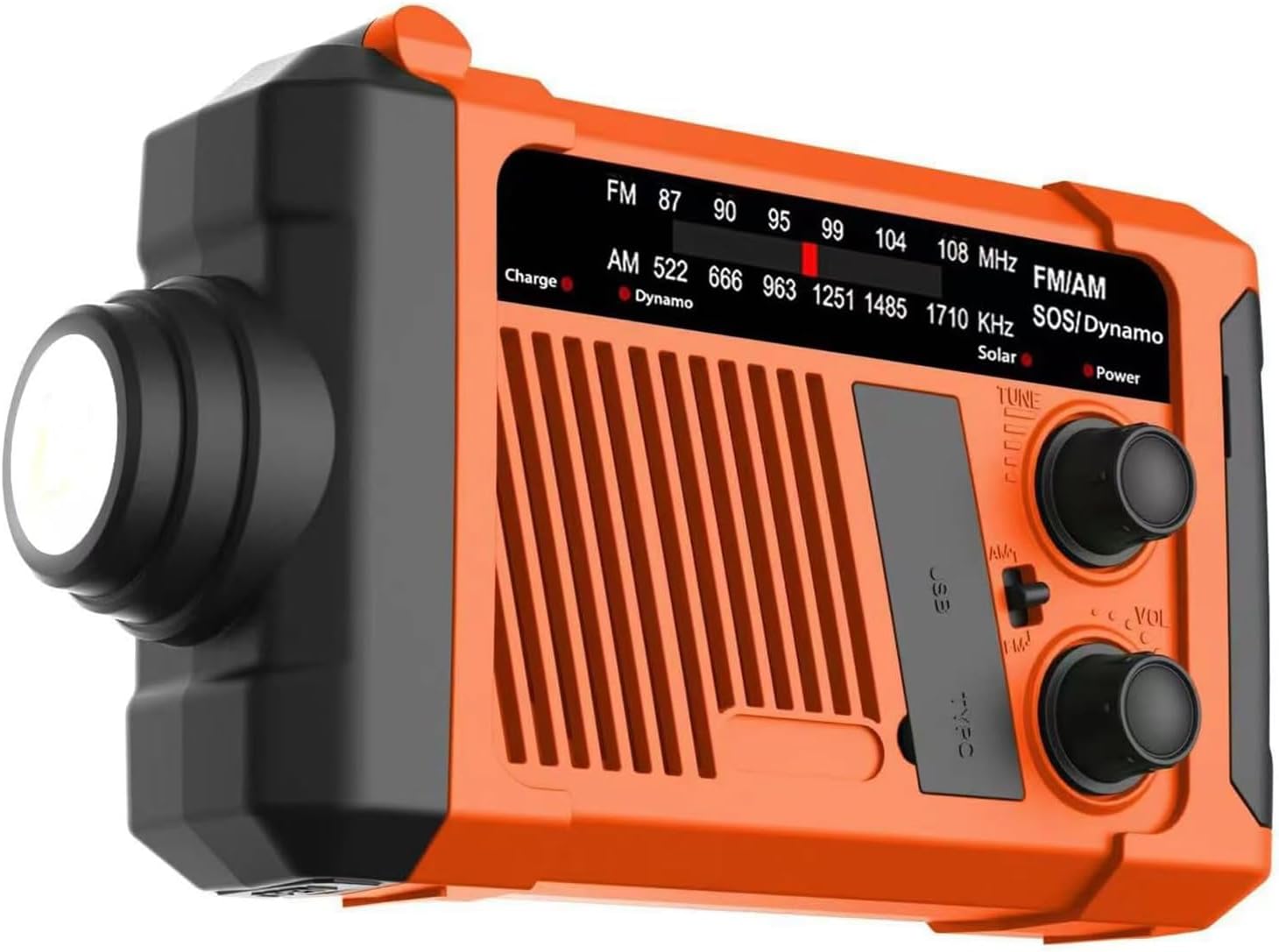 Emergency NOAA Weather Alert Radio, Hand Crank Solar USB Charged AM FM Radio, Portable Emergency Radio with LED