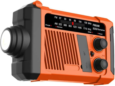 Emergency NOAA Weather Alert Radio, Hand Crank Solar USB Charged AM FM Radio, Portable Emergency Radio with LED