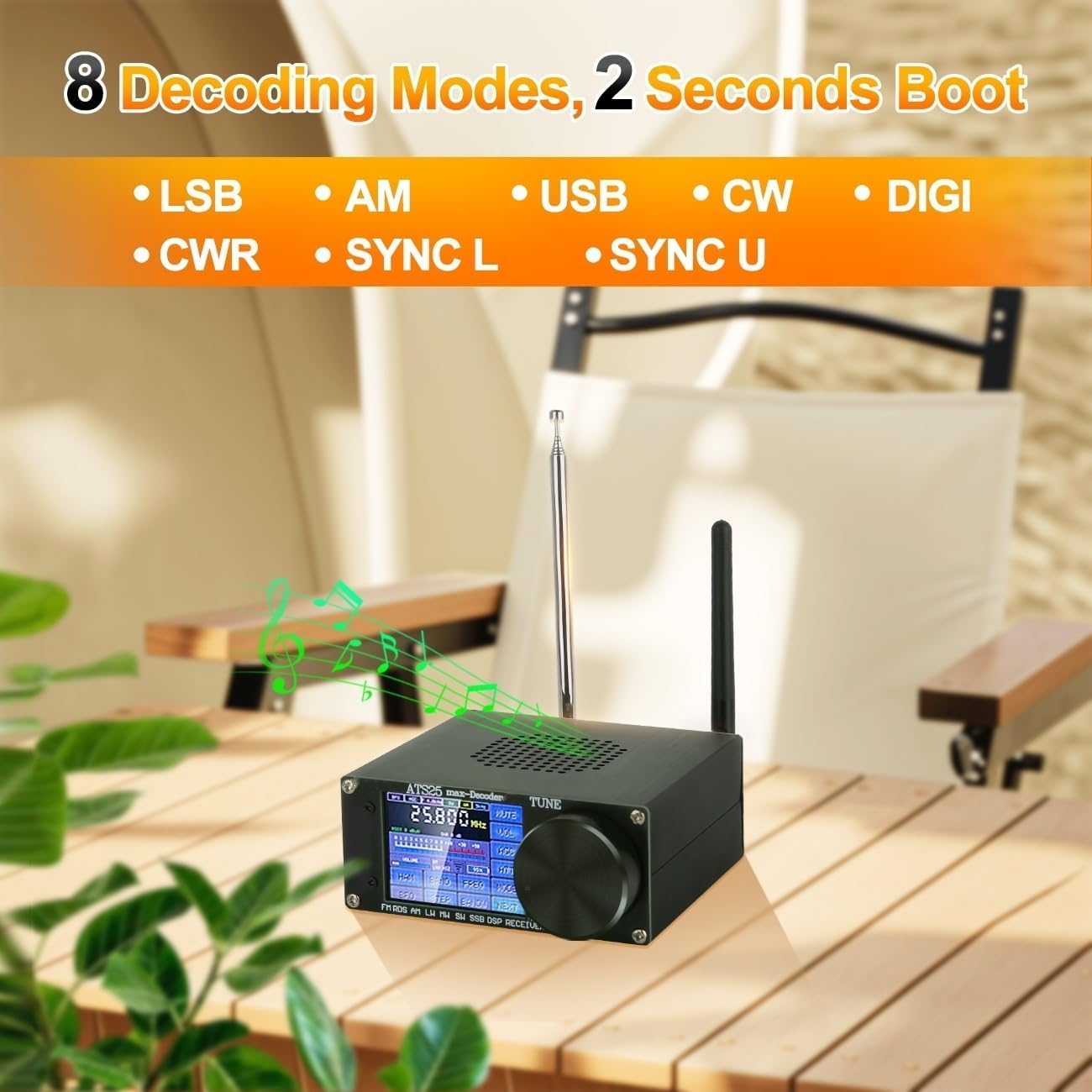 ATS-25MAX Decoder Si4732 SDR Radio Receiver,Portable 4.17 Version All Band Shortwave Radio,Adds CW RTty Decoding
