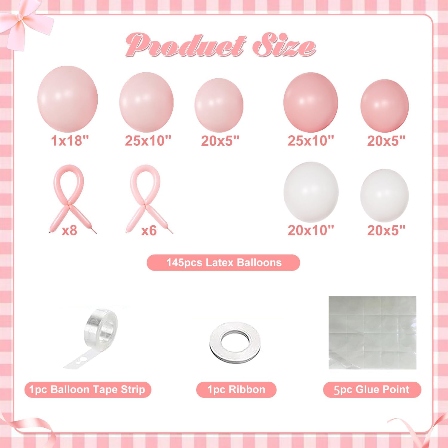 Coquette Birthday Decorations 145 Pcs Pink and White Balloon Garland Arch Kit Include Light Pink White Bow Balloons