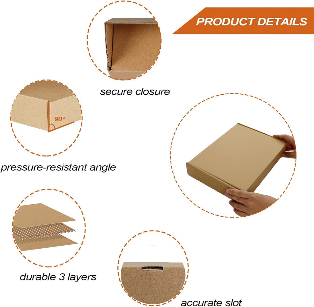 25 Pack 11x8x2 inch Cardboard Shipping Boxes, Brown Mailing Box