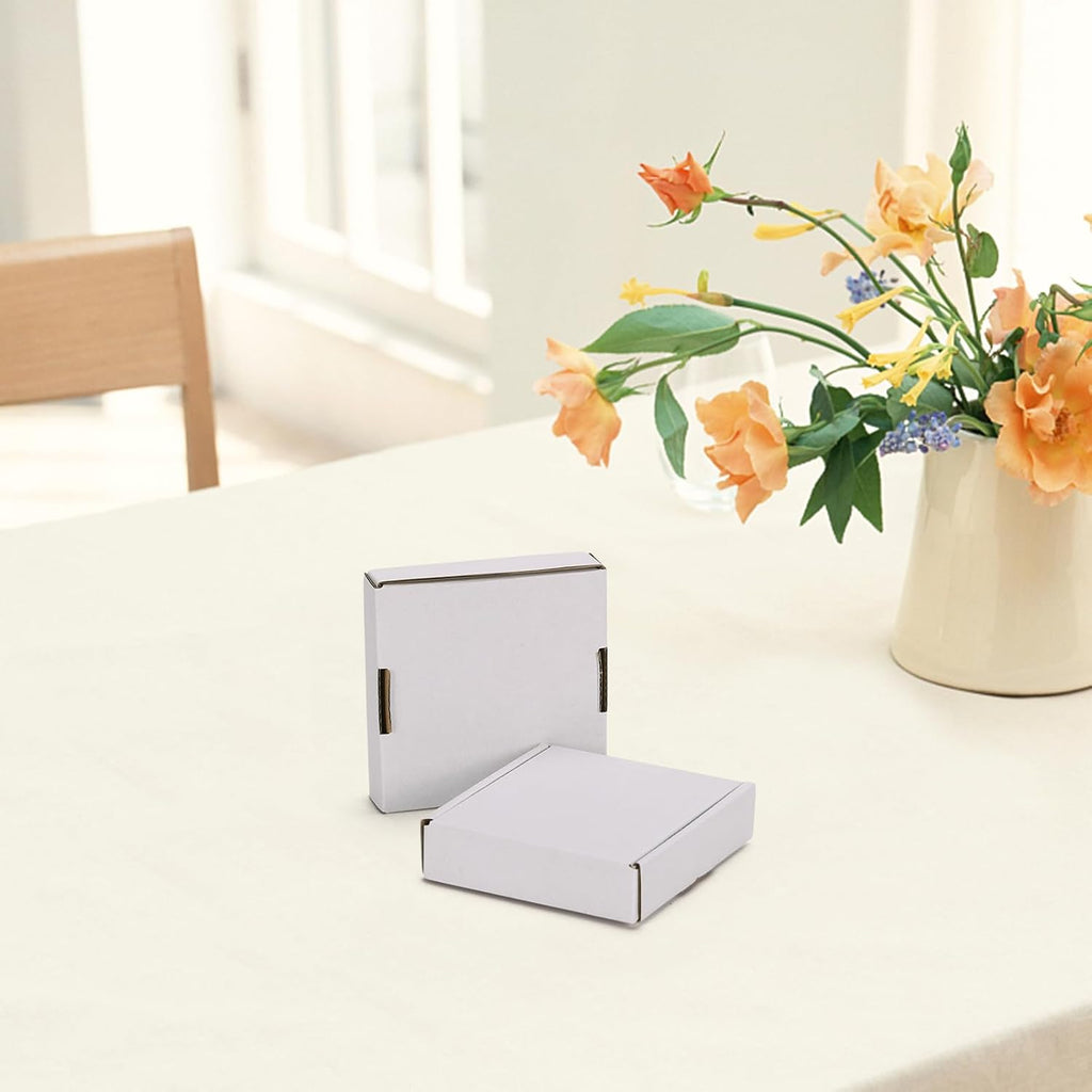4x4x1 inches Shipping Boxes Set of 50, White Corrugated Cardboard Box Literature Mailer