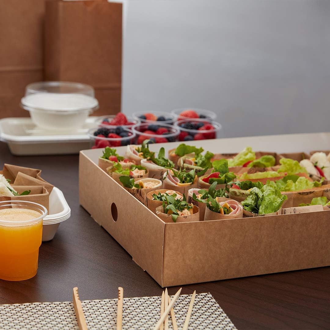 17.7 x 12.2 x 3.2 Inch Catering Trays, 10 Grease-Resistant Catering Boxes - Cover With Window Included, Side Lock