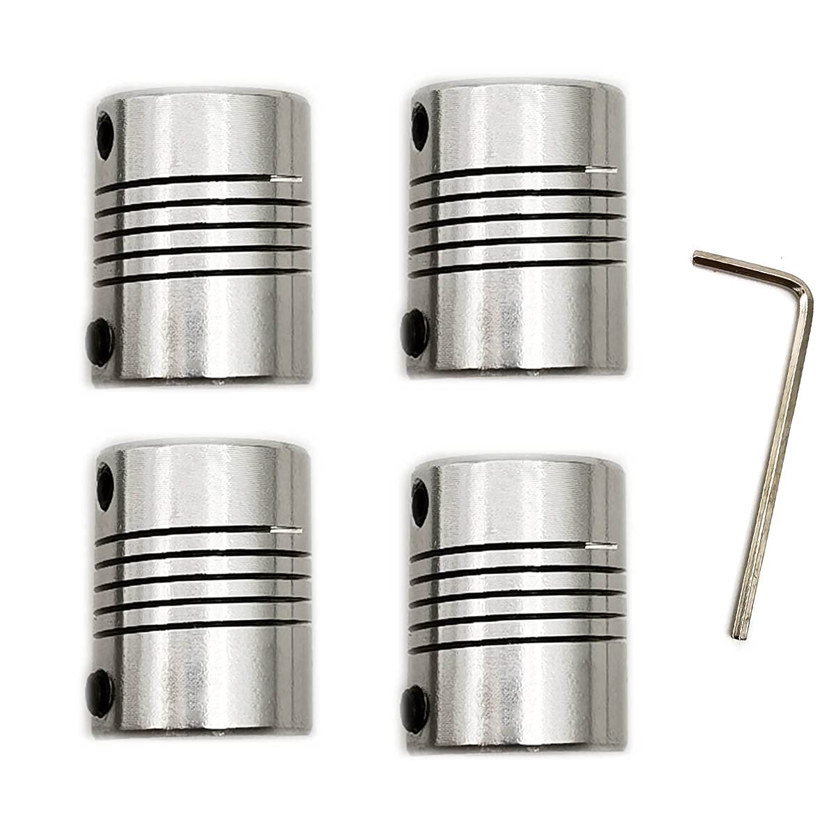 DEVMO 4pcs Flexible Coupling Coupler 5mm to 8mm Shaft Aluminum Casing with Hexagon Wrench for 3D Printer or CNC Machine