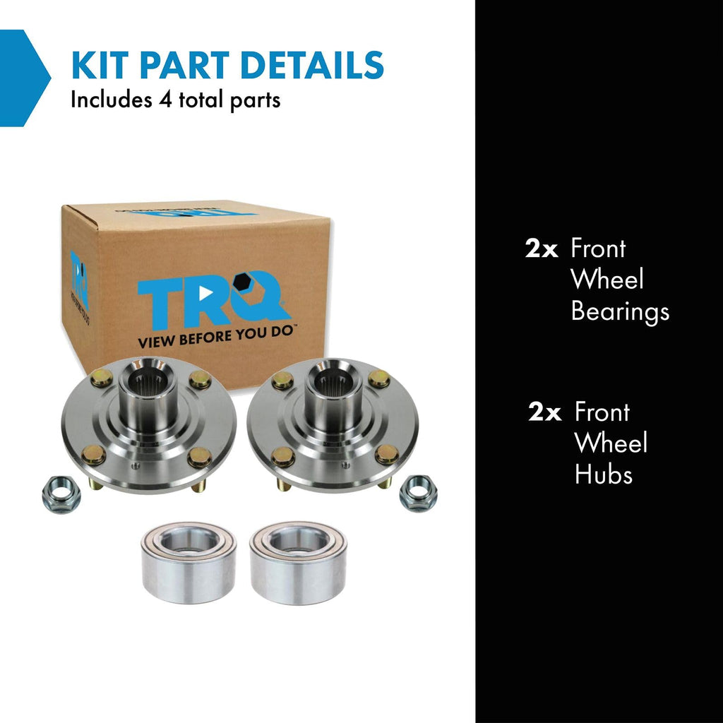 TRQ 2 Piece Front Wheel Bearing & Hub Kit Set
