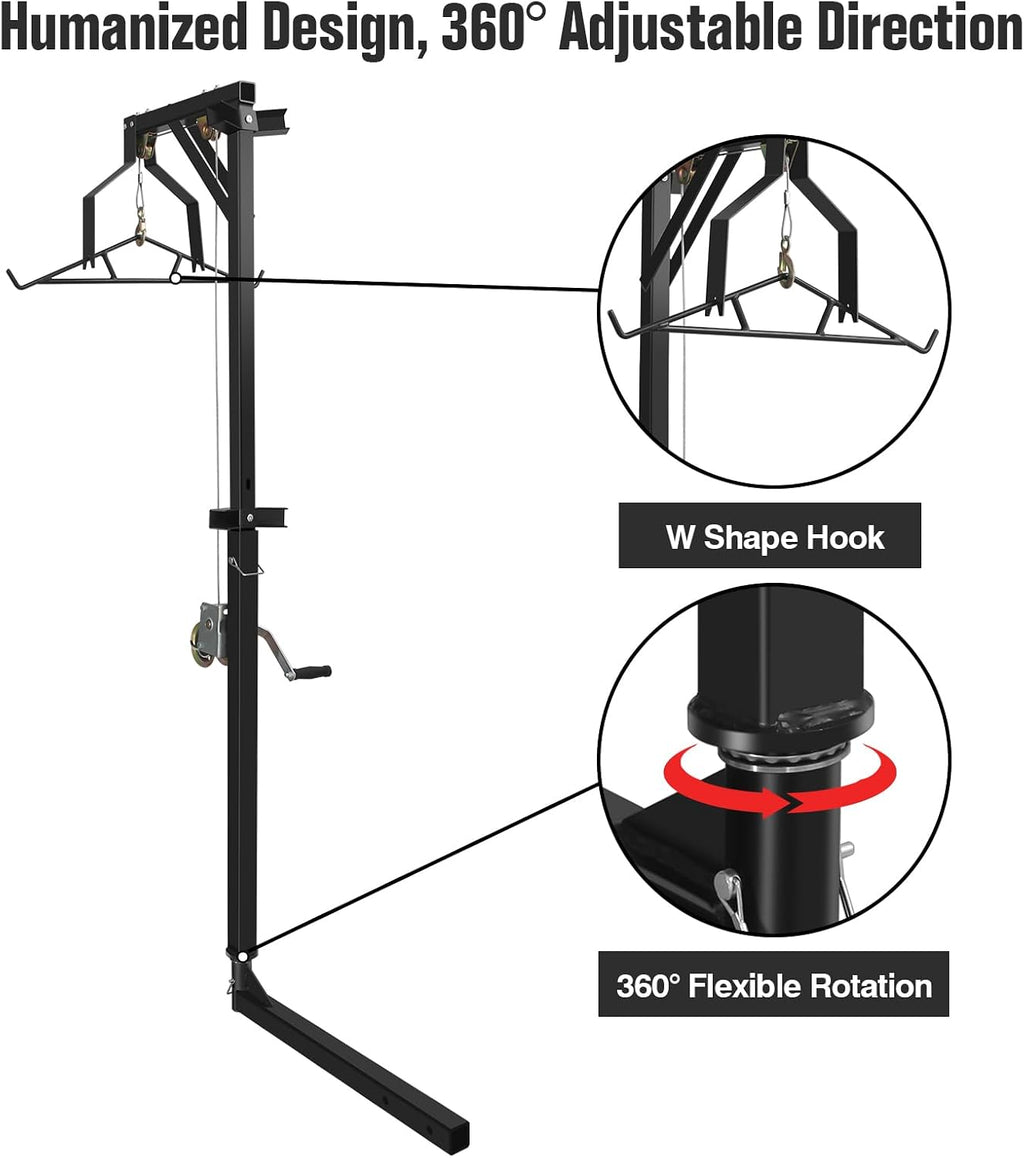 Truck 2" Hitch Game Hunting Hoist, 600LB Big Game Hunting Deer Hoist, Include Gambrels Winch for Skinning Or Cleaning