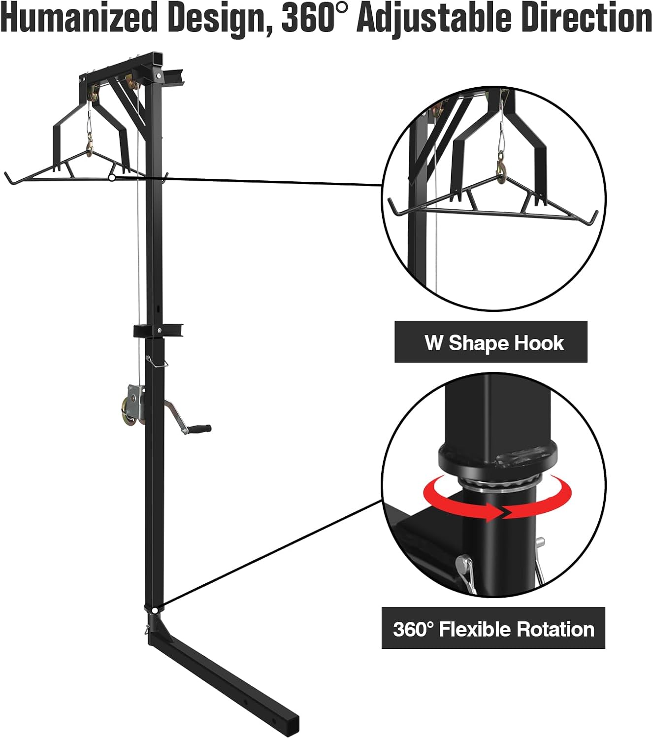 Truck 2" Hitch Game Hunting Hoist, 600LB Big Game Hunting Deer Hoist, Include Gambrels Winch for Skinning Or Cleaning