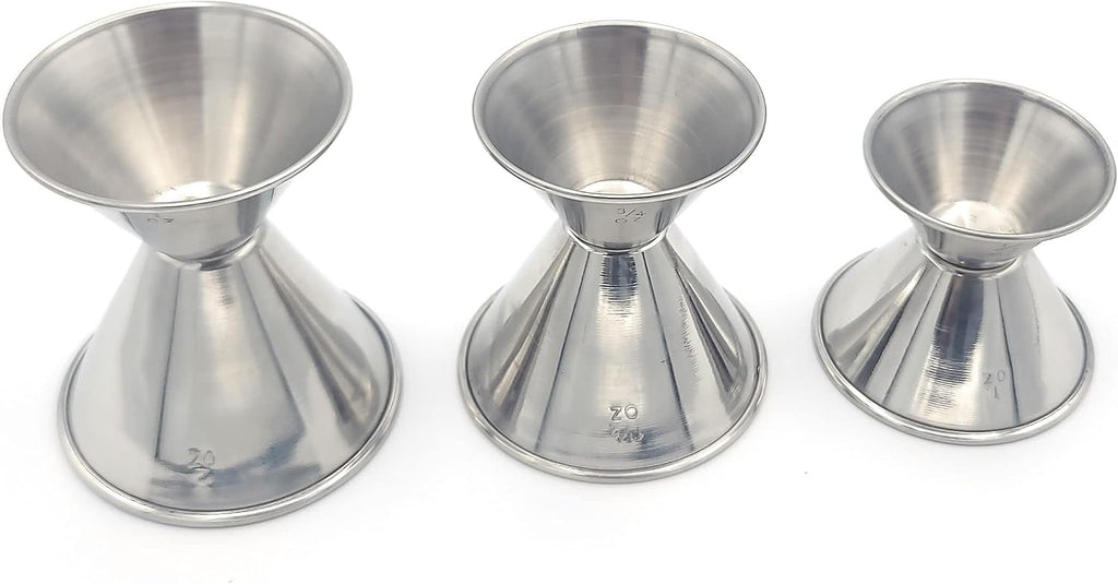 Stainless Steel Double Jiggers 1 & 2 oz, 3/4 & 1-1/2 oz, 1/2 & 1 oz Bar Jiggers Set of 3 for Cocktail Liquor Measuring