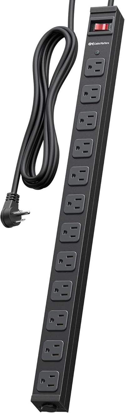 [ETL Certified] Cable Matters 12-Outlet Surge Protector Power Strip, 8ft | Wall-Mountable, Metal, 2100J, 15A Circuit