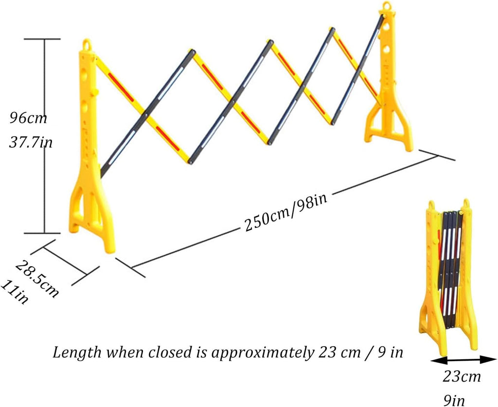 Traffic Barricade Fence with Weighted Base, Safety Barricade for Outside | Expandable Mobile Barricade System