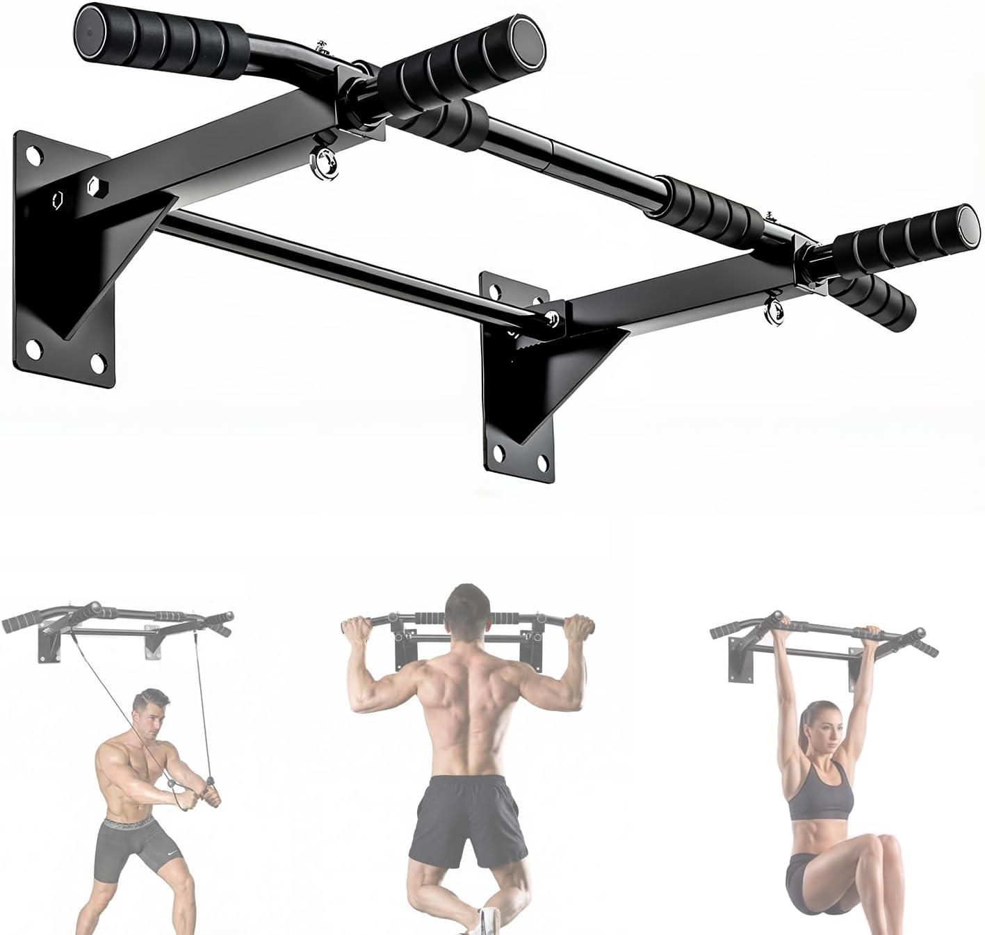 Pull Up Bar Wall Mounted - Multifunctional Wall Mounted Pull Up Bar for Home Gym