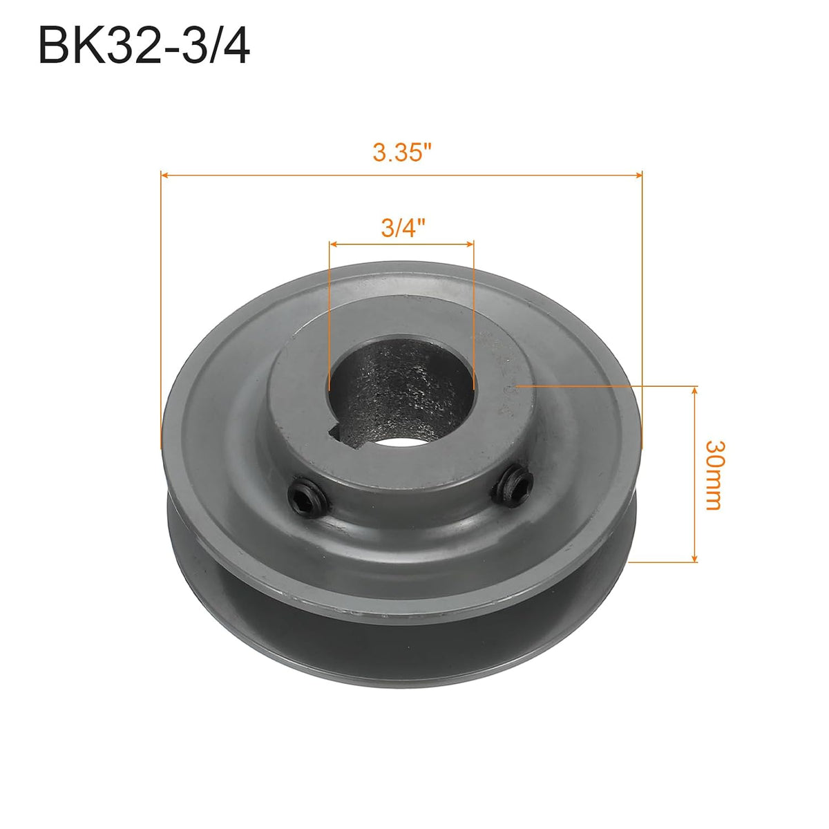 uxcell BK32-3/4 V-Belt Sheave 3/4" Bore, 3.35" OD, Single Groove Web Sheave