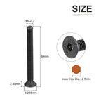 DTGN M4-0.7x30mm Flat Head Socket Cap Screws, 100 Pack Hex Socket Flat Head Screws Carbon Steel Black Oxide, Full Thread, Countersunk Bolts