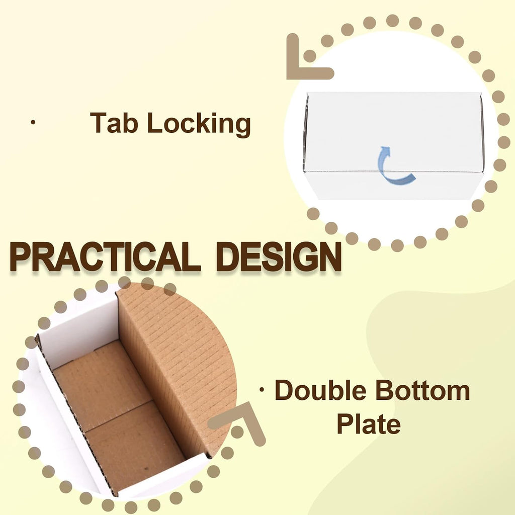 100 Pack 4.6x2.2x2.2 Small Shipping Boxes for Packing Small Business, White Corrugated Cardboard mailing Box for