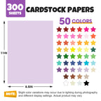 300 Sheets 8.5" X 11" Colored Cardstock, 50 Colors Card Stock