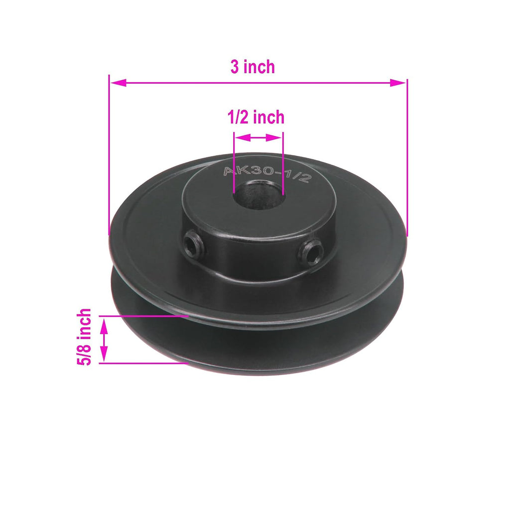 AK30-1/2 Bore Single Groove Web Sheave 3" OD 1/2" Bore V Belt Sheave Cast Iron