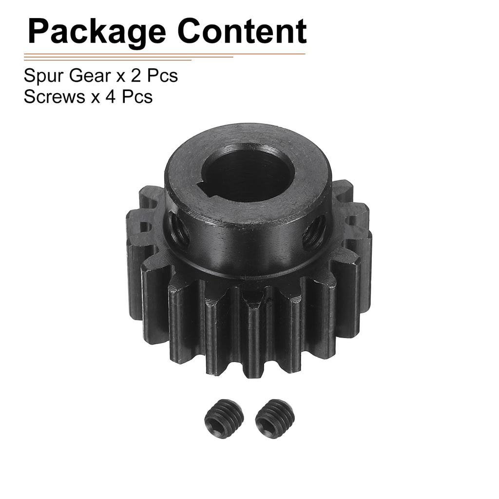 DTGN Spur Gear 1.5Mod 18 Teeth 12mm Thickness 10mm Bore 3x1.4mm Keyway 2Pcs