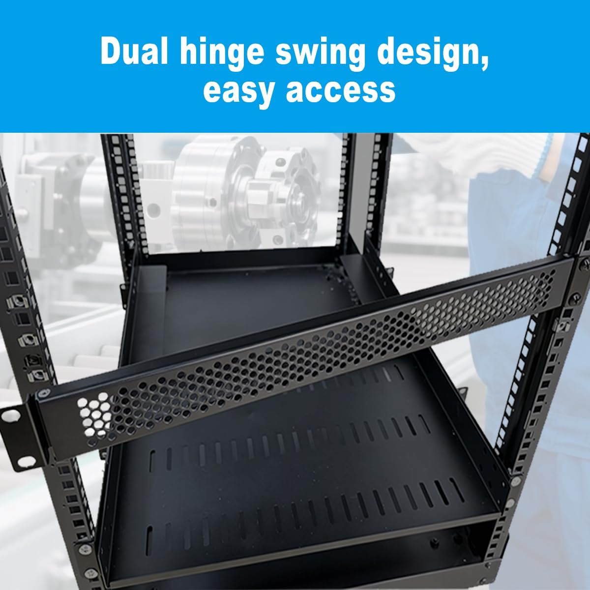 1U Hinged Perforated Rack Mount Blank Panel, 2 Pack