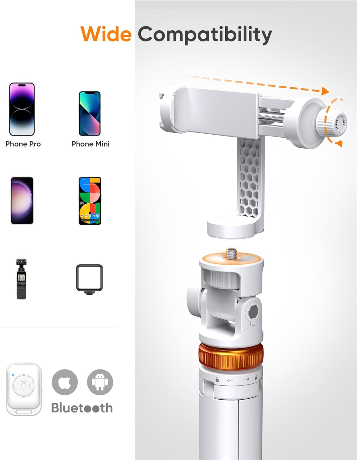 62" Tripod for iPhone, Sturdy Selfie Stick Tripod with Remote & Lightweight Phone Stand, Solidest Portable Cell Phone