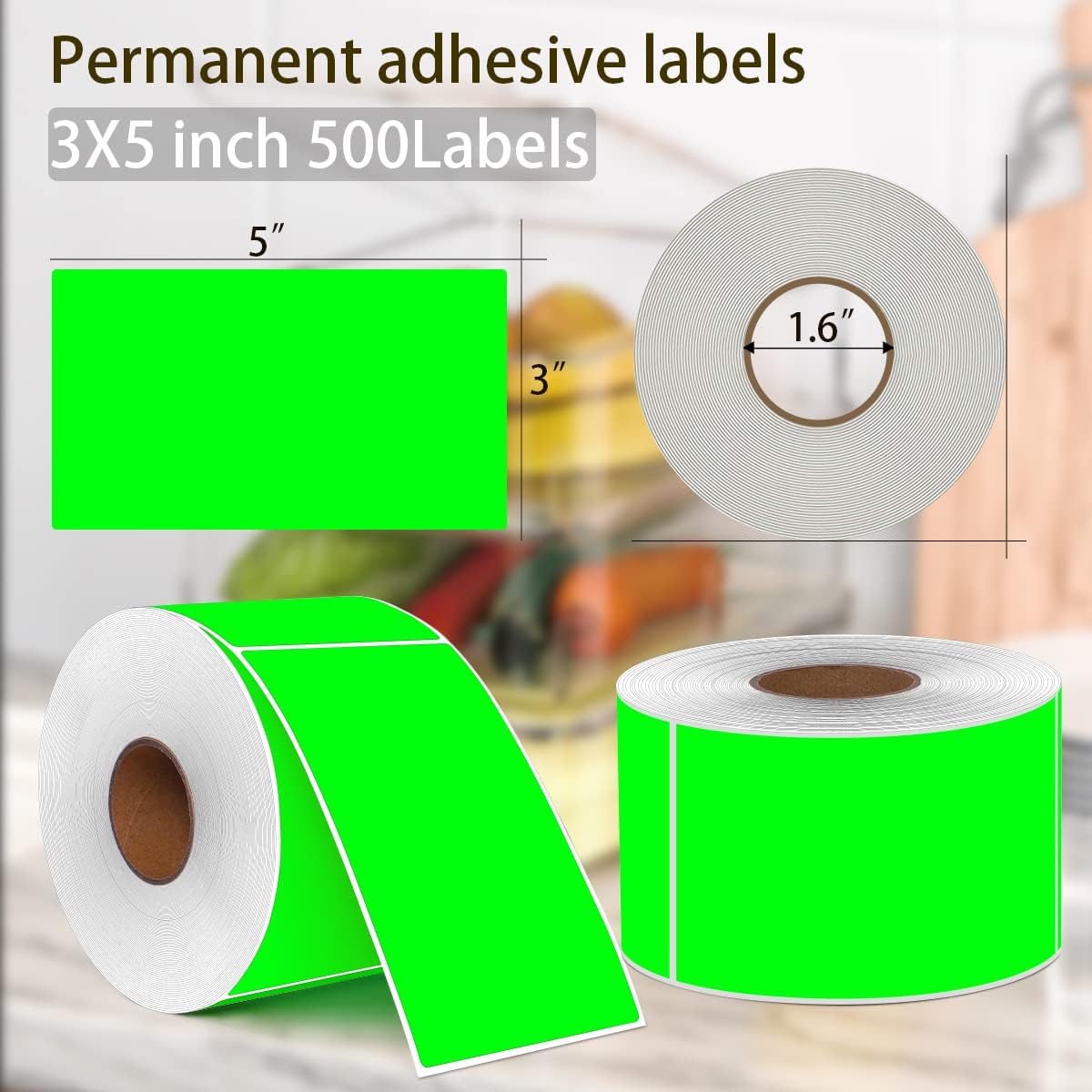 3 X 5 Inch Rectangle Adhesive Color Coding Stickers,Square Inventory Label Stickers -500Per Dispenser Box
