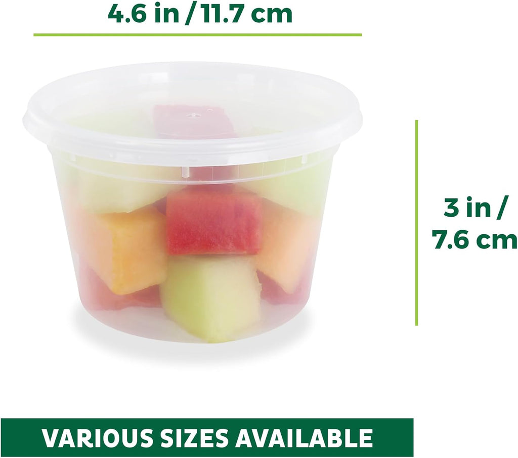 Food Storage Containers [50 Set] 16 oz Plastic Deli Containers with Lids, Slime, Soup, Meal Prep Containers | BPA