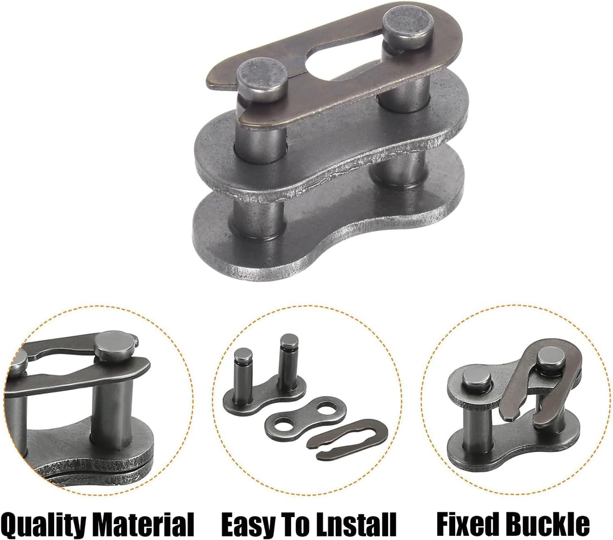 #35 Roller Chain - 4 Feet Carbon Steel Material with 2 Connecting Link Industrial Chain - 128 Links