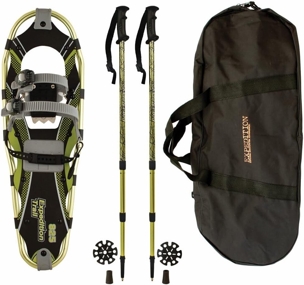 Expedition Lightweight Aluminum Frame Snowshoe Trail Kit with Twist-Lock Trekking Poles, Dual Ratchet Bindings & XPE