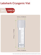 2ml Plastic Cryovial Cryogenic Vial Tube with White Cap, 100PCS