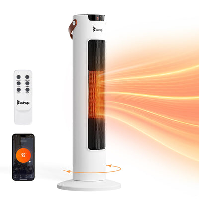 1500W Electric Space Heater with Remote & APP Control, 24" Tower Heater with Oscillating, Timer, Adjustable