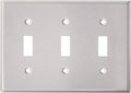 Leviton 3-Gang Toggle Device Switch Wallplate, Standard Size, Device Mount, Stainless Steel, 84011
